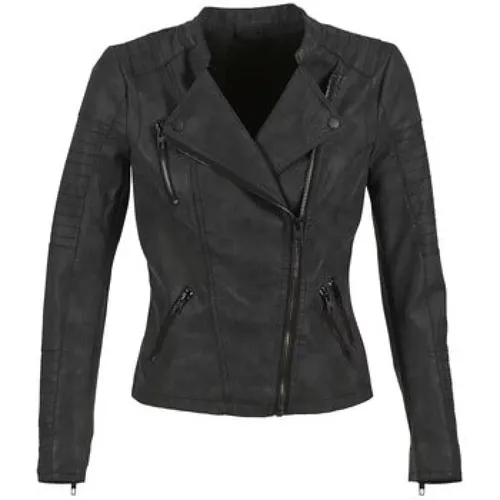 AVA Schwarze Lederjacke Damen , Damen, Größe: M - Only - Modalova