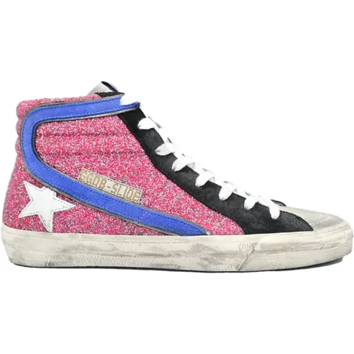 Rosa Glitzer Weißer Stern Blaue Welle Sneakers , Damen, Größe: 39 EU - Golden Goose - Modalova