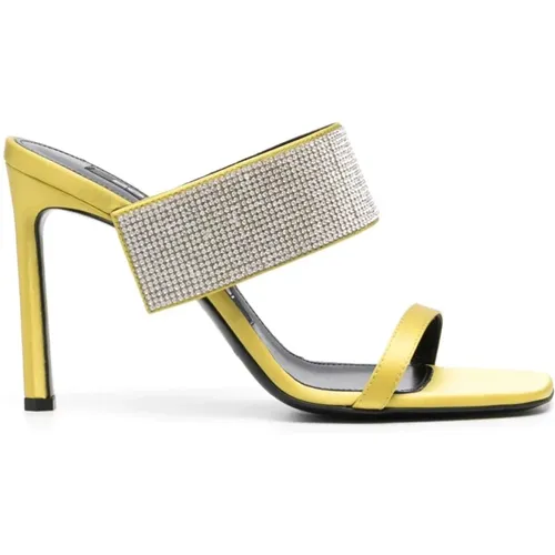 Luxury Lemon Yellow Satin Sandals , female, Sizes: 5 UK, 6 UK, 5 1/2 UK, 4 1/2 UK, 4 UK, 3 UK - Sergio Rossi - Modalova