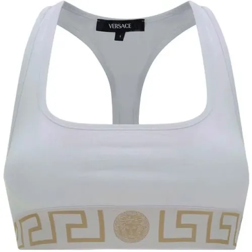 Sleeveless Training Tops, female, , Size: M Greca Sports Bra - Versace - Modalova