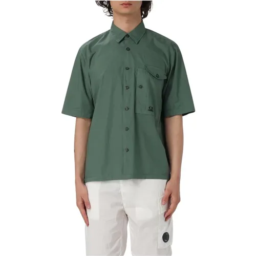 Short Sleeve Shirts, male, , Size: L Classic Short Sleeve Shirt with Pocket - C.P. Company - Modalova