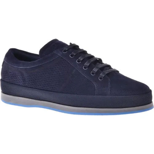 Lace-up in dark perforated suede , male, Sizes: 12 UK, 10 UK, 6 UK, 8 1/2 UK, 5 UK, 9 UK, 8 UK, 11 UK, 7 UK, 9 1/2 UK - Baldinini - Modalova