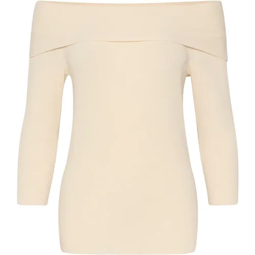 Feminine Off-Shoulder Knit Sweater , female, Sizes: XL, XS, S, M, L, 2XL - Soaked in Luxury - Modalova