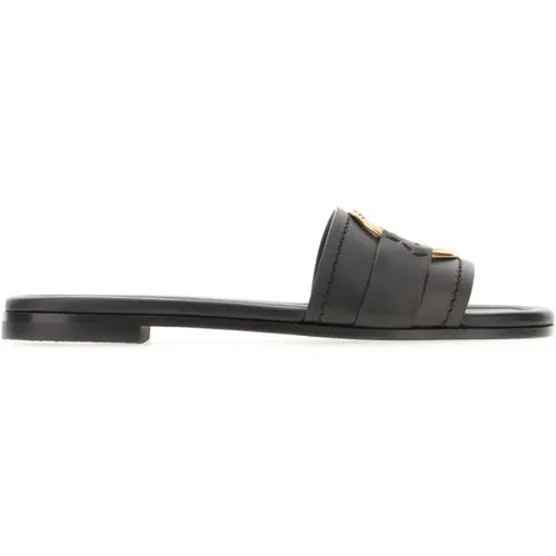 Sliders, female, , Size: 9 US Basic Leather Bell Slides - Moncler - Modalova