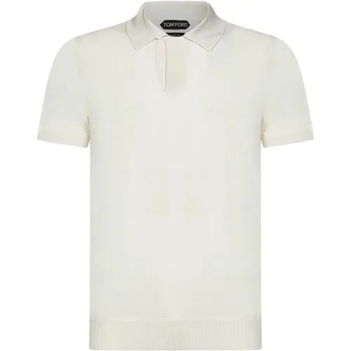 Ivory T-shirts and Polos with Hidden Button Closure , male, Sizes: XL - Tom Ford - Modalova