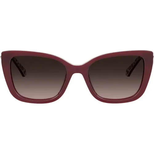 Butterfly Frame Sunglasses with Brown Gradient Lenses , female, Sizes: 54 MM - Love Moschino - Modalova