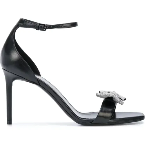 High Heel Sandals with Metallic Bow and Mesh Detail , female, Sizes: 5 1/2 UK - Saint Laurent - Modalova