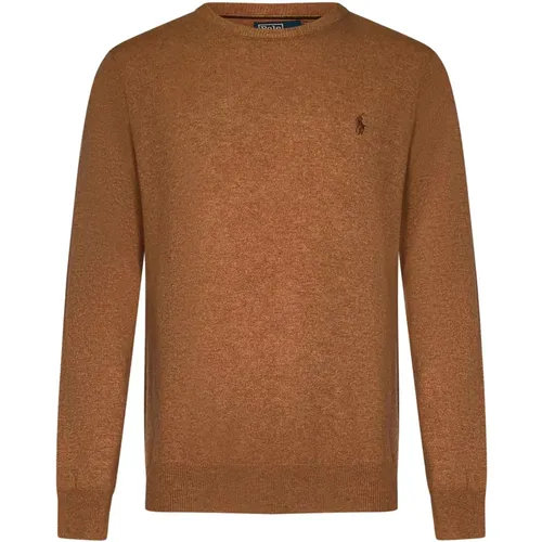 Brauner Wollpullover mit Pony-Stickerei - Polo Ralph Lauren - Modalova