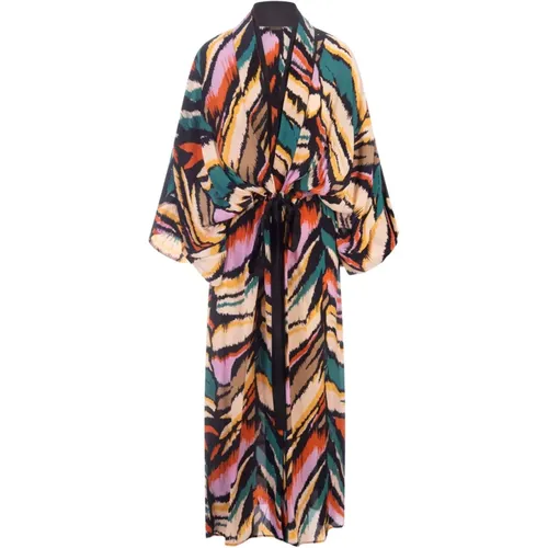 Tiger Print Kimono Stil Flared Kleid , Damen, Größe: S - Anjuna - Modalova