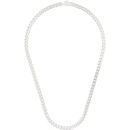 Necklaces, male, , Size: ONE SIZE Sterling Silver Satin Finish Curb Chain - Tom Wood - Modalova