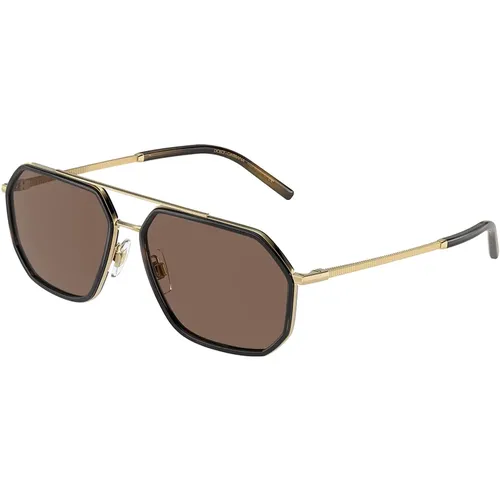 Stilvolle Sonnenbrille Braun Dunkle Linse - Dolce & Gabbana - Modalova