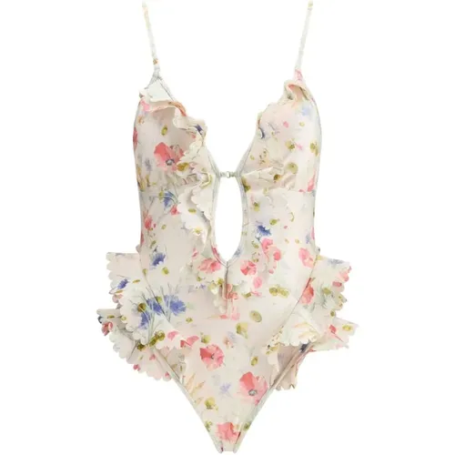 One-piece, female, , Size: S Floral Waterfall Swimsuit - Zimmermann - Modalova