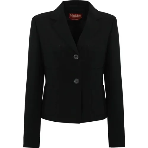 Blazers, female, , Size: S Single-Breasted Jacket with V-Neck - Max Mara Studio - Modalova