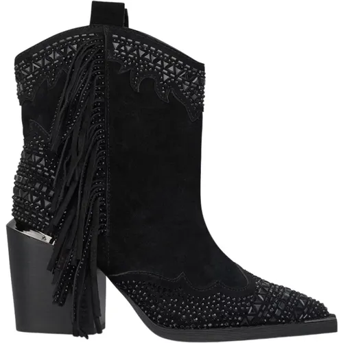 Fringed ankle boots with embellishments , female, Sizes: 2 UK, 4 UK, 5 UK, 7 UK, 9 UK, 3 UK, 6 UK - Alma en Pena - Modalova