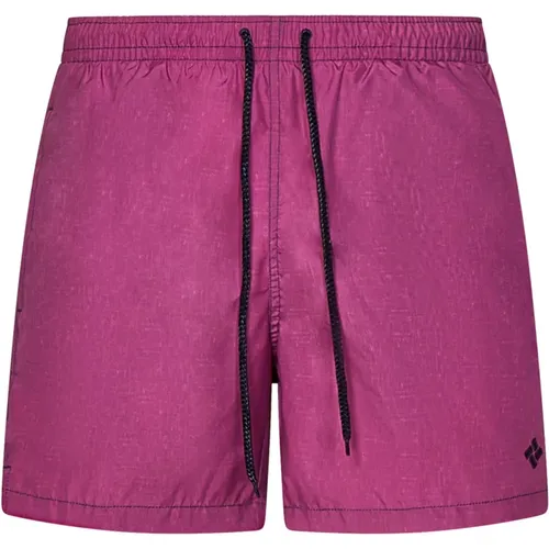 Beachwear, male, , Size: M Fuchsia Swim Shorts with Logo - Drumohr - Modalova