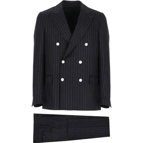 Double Breasted Suits, male, , Size: L Pinstripe Suit Set - Lardini - Modalova