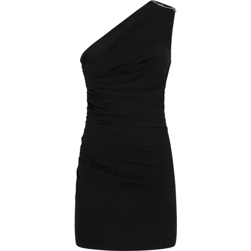 Schwarzes One-Shoulder Kleid mit Ketten-Link Details , Damen, Größe: M - Dsquared2 - Modalova