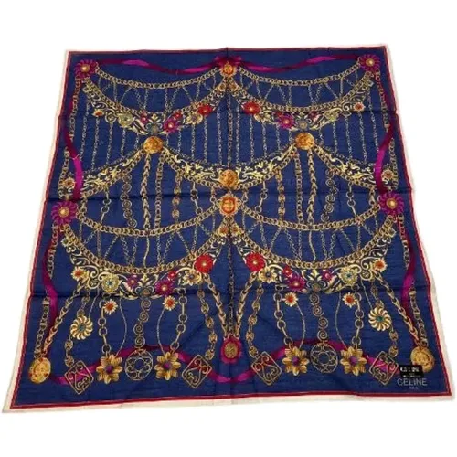 Pre-owned Scarves, female, , Size: ONE SIZE Pre-owned Vintage Silk Scarf - Celine Vintage - Modalova