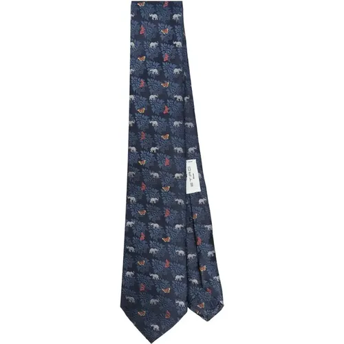 Ties, male, , Size: ONE SIZE Navy Patterned Jacquard Tie - ETRO - Modalova