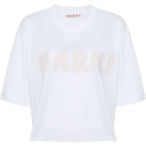 Weiße Baumwoll-Crew-Neck-T-Shirt - Marni - Modalova