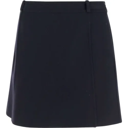 Short Skirts, female, , Size: S Navy Wool Skirt with Side Zipper - Jil Sander - Modalova