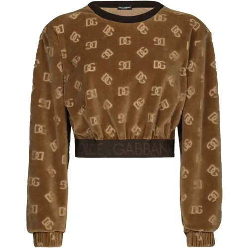 Braune Sweaters mit Logo-Bund - Dolce & Gabbana - Modalova
