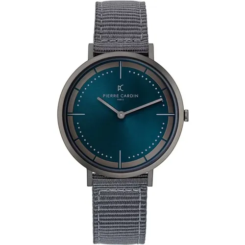 Watches, male, , Size: ONE SIZE Gunmetal Analog Watch with Grey Textile - Pierre Cardin - Modalova