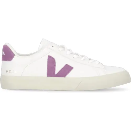 Weiße Leder Sneakers Runde Spitze Logo , Damen, Größe: 37 1/2 EU - Veja - Modalova