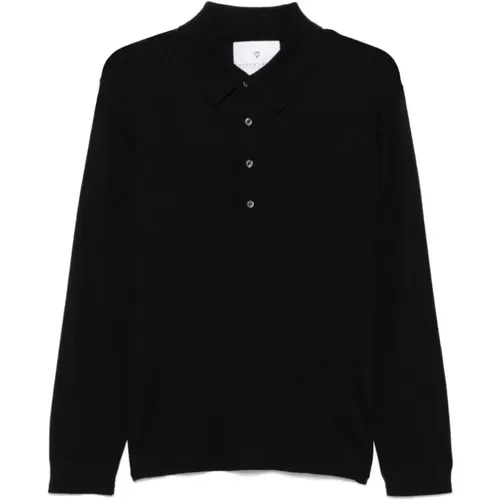 Geripptes Polo-Shirt Schwarz Seide Wolle , Herren, Größe: 3XL - Seven Gauge - Modalova