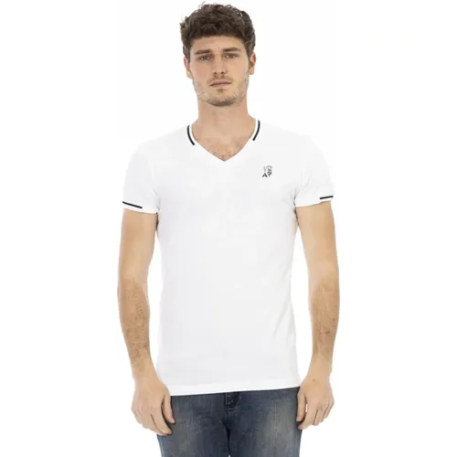 Kurzarm V-Ausschnitt T-Shirt Druck , Herren, Größe: XL - Trussardi - Modalova