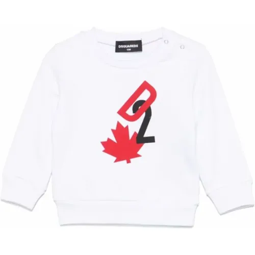 Kinder Weiße Baumwoll-Sweatshirt,Baumwoll Logo Print Pullover - Dsquared2 - Modalova