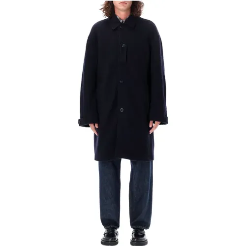 Navy Wool Marine Coat Aw24 , male, Sizes: S/M, L/XL - YMC You Must Create - Modalova