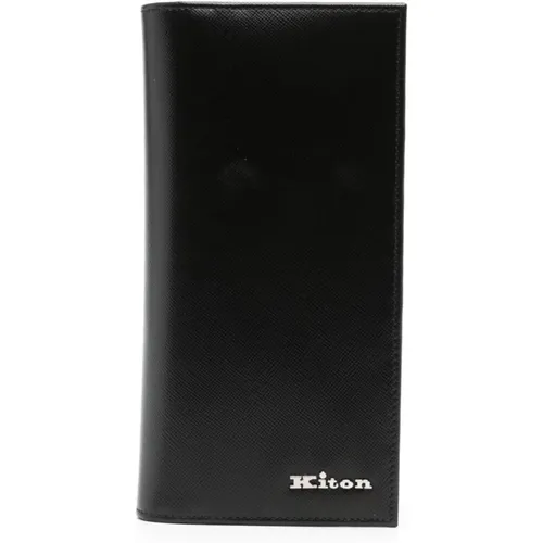 Leather Bi-fold Wallet with Logo , male, Sizes: ONE SIZE - Kiton - Modalova