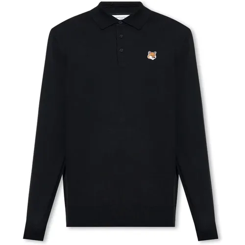 Wool polo shirt with logo , male, Sizes: S, XL, M - Maison Kitsuné - Modalova