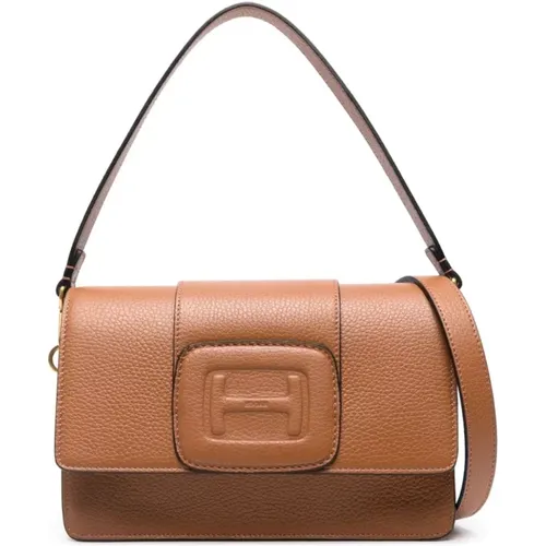 Leather Shoulder Bag Pebbled Texture , female, Sizes: ONE SIZE - Hogan - Modalova