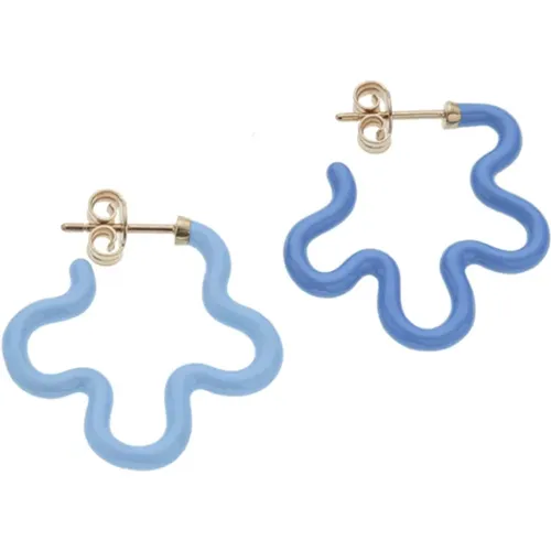 Asymmetrische Blumenkraft Ohrringe Blau , Damen, Größe: ONE Size - Bea Bongiasca - Modalova