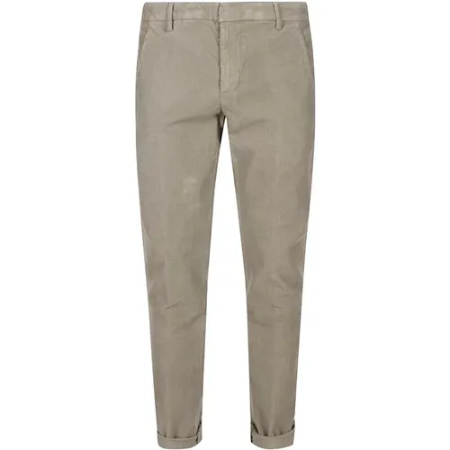 Chinos, male, , Size: W31 Slim Chino Pants with Corduroy - Dondup - Modalova