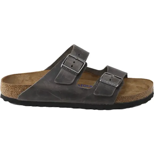 Sliders, male, , Size: 12 US Leather Buckle Sliders - Birkenstock - Modalova