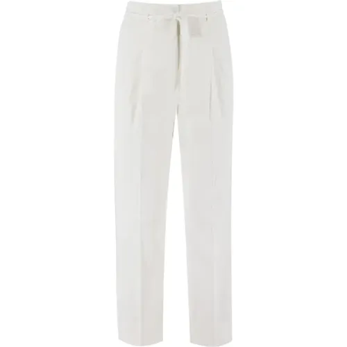 Elegant Bianco Puro Trousers , female, Sizes: L, XL - PESERICO - Modalova