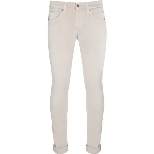 George Beige Slim-Fit Cotton Jeans , male, Sizes: W32, W31 - Dondup - Modalova