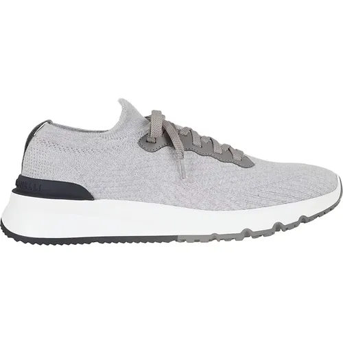 Grey Knit Sneakers Lightweight Trendy Style , male, Sizes: 6 UK, 10 UK, 11 UK - BRUNELLO CUCINELLI - Modalova