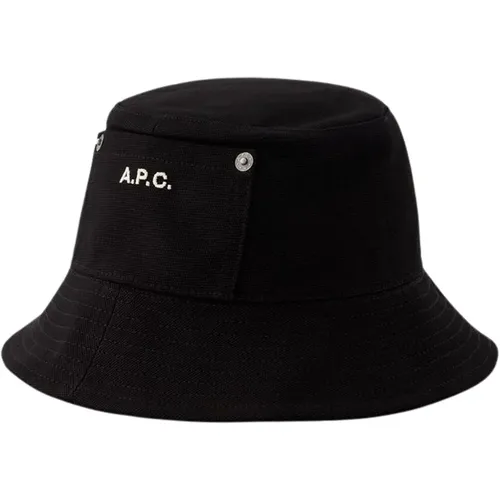 Schwarzer Baumwoll-Bucket Hat , Herren, Größe: 54 CM - A.p.c. - Modalova