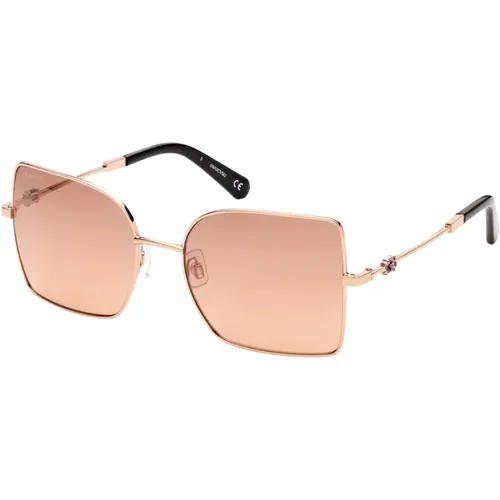 Sunglasses, unisex, , Size: 57 MM Gold/Brown Shaded Sunglasses Sk0353 - Swarovski - Modalova