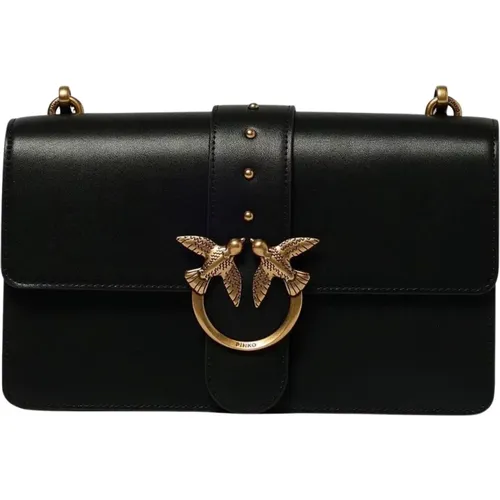 Shoulder Bags, female, , Size: ONE SIZE Leather Shoulder Bag - pinko - Modalova