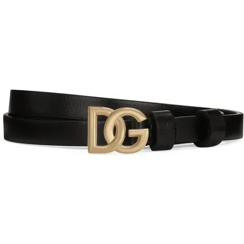 Calfskin Logo Buckle Belt , female, Sizes: 85 CM, 80 CM - Dolce & Gabbana - Modalova