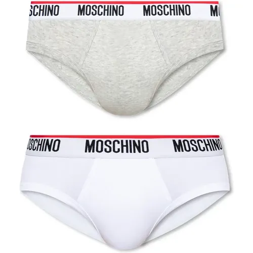 Bottoms, male, , Size: XL Branded briefs 2-pack - Moschino - Modalova