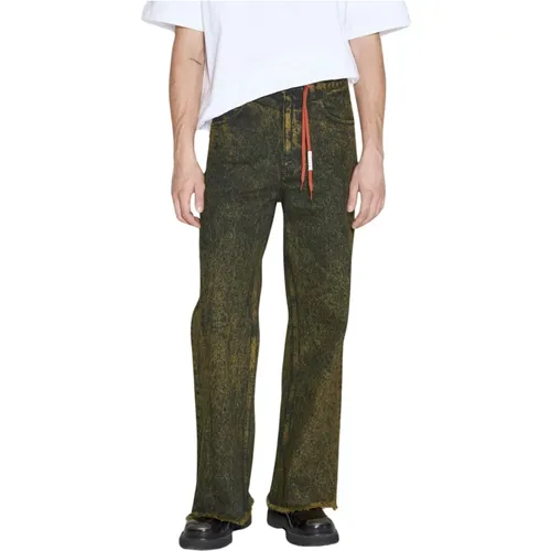 Marmor-gefärbte Flared Jeans mit Spitzen Gürtel , Herren, Größe: W28 - Marni - Modalova