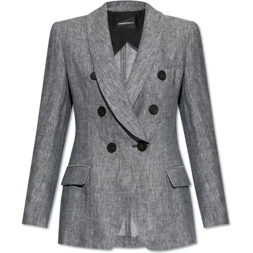 Blazers, female, , Size: S Double-breasted blazer - Emporio Armani - Modalova