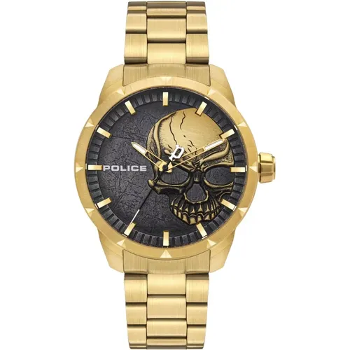 Watches, male, , Size: ONE SIZE Mens Quartz Metal Watch Gold - Police - Modalova