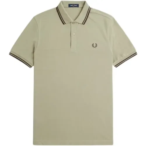 Polo Shirts, male, , Size: XL Contrast Striped Cotton Polo Shirt - Fred Perry - Modalova